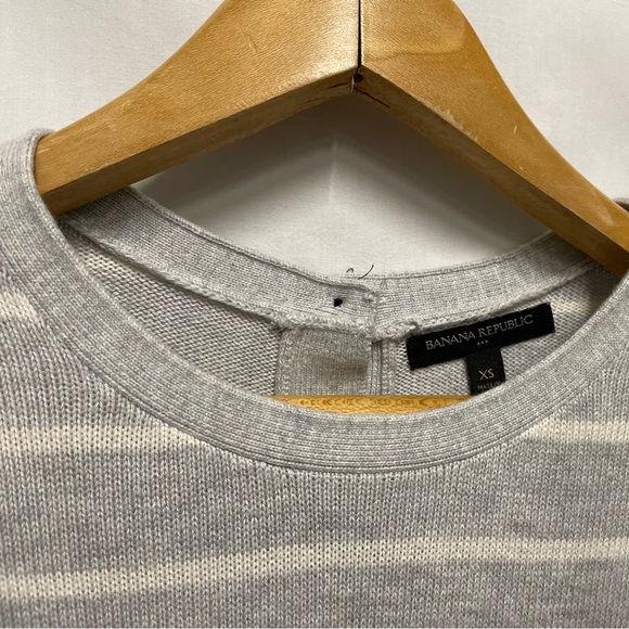 Banana Republic Grey Striped Knit Sweater Dress Short Sleeve Size XS - Picture 3 of 13